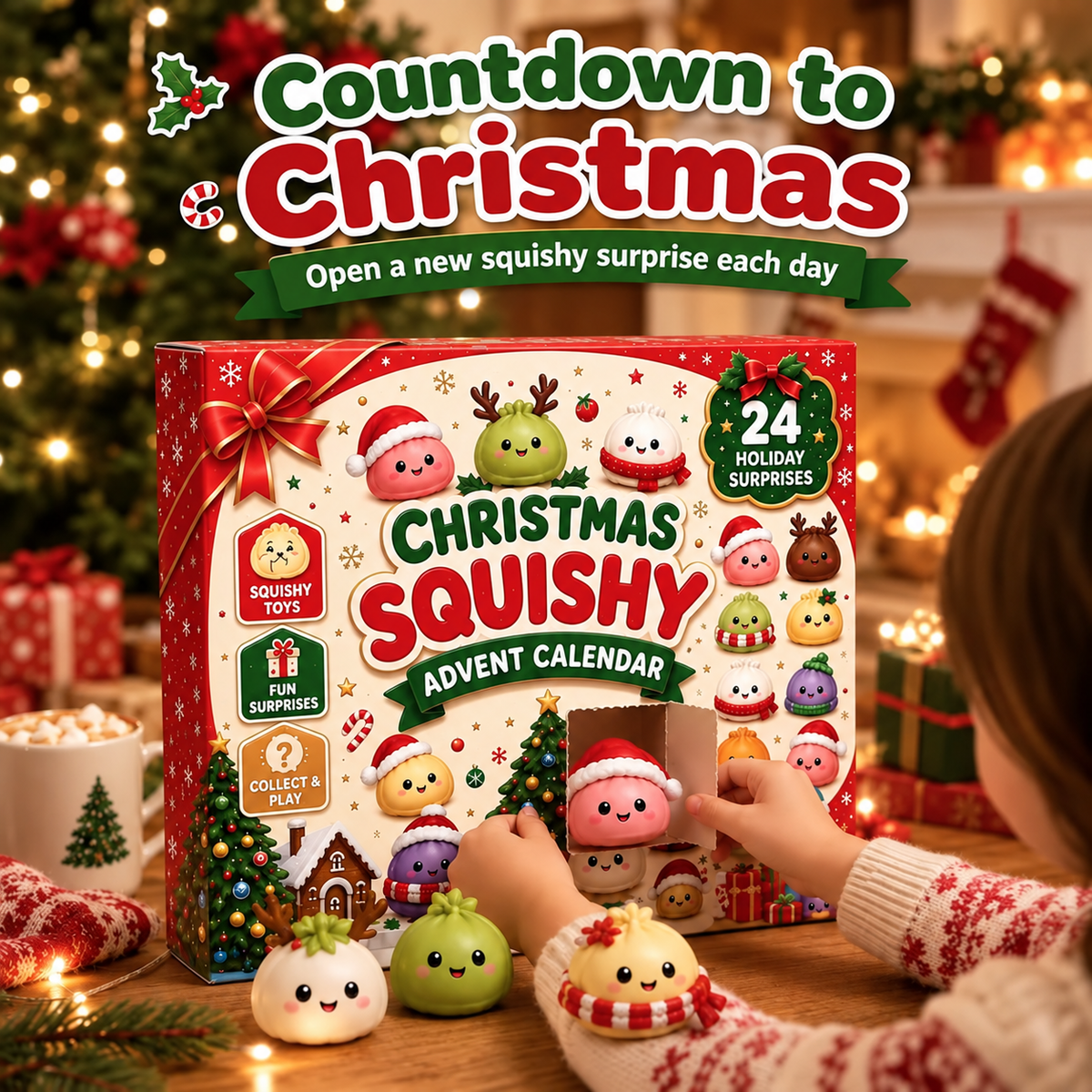 Aventoh Christmas squishy advent calendar countdown with a new squishy surprise each day